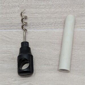 VTG Made in France Corkscrew Wine Bottle Opener Black White Plastic 4.5"